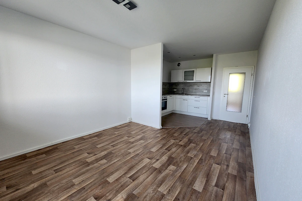 Wohnzimmer mit offener Küche