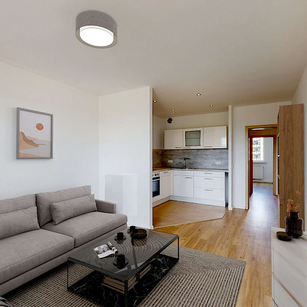 Sag „ja“ zu dieser schicken 2-Raum-Wohnung mit Einbauküche, Balkon u. Blick ins Grüne ab 16.12.2025