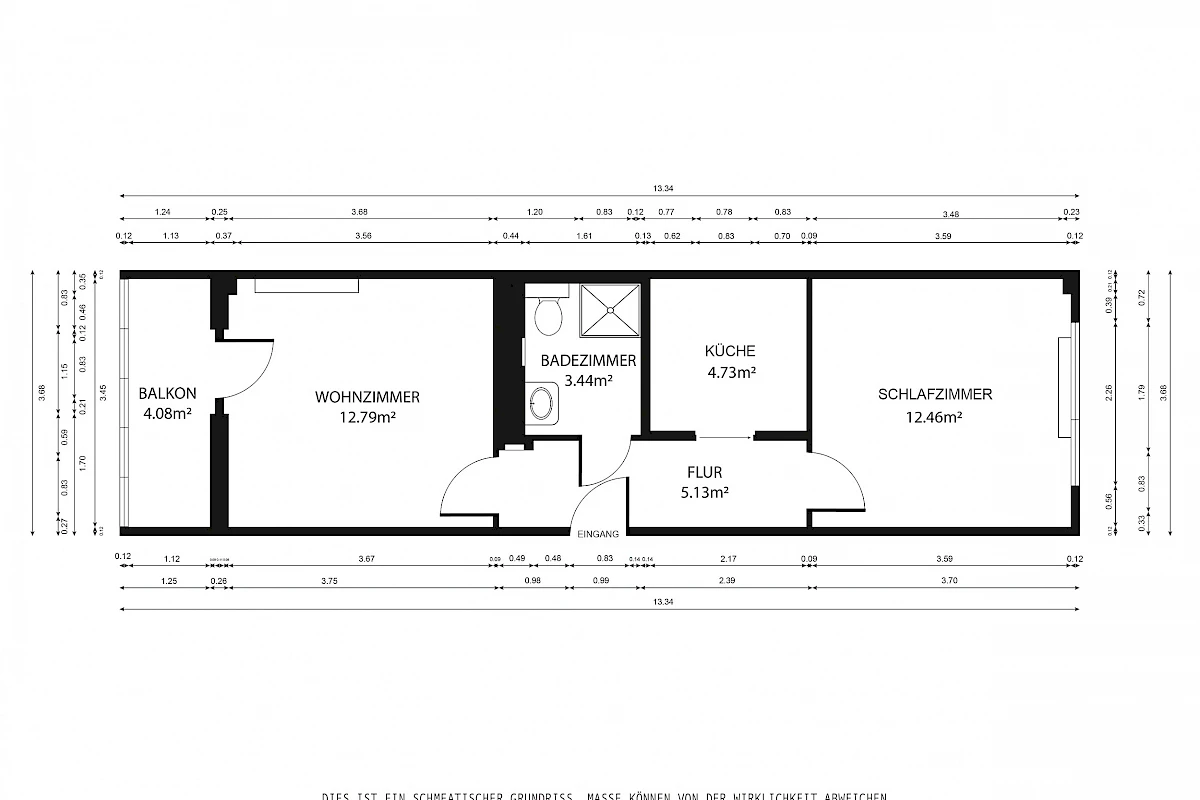 Grundriss Wohnungstyp 2-Raum